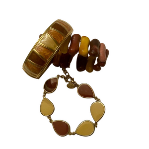 Elegant Gold and Brown Bracelet Trio